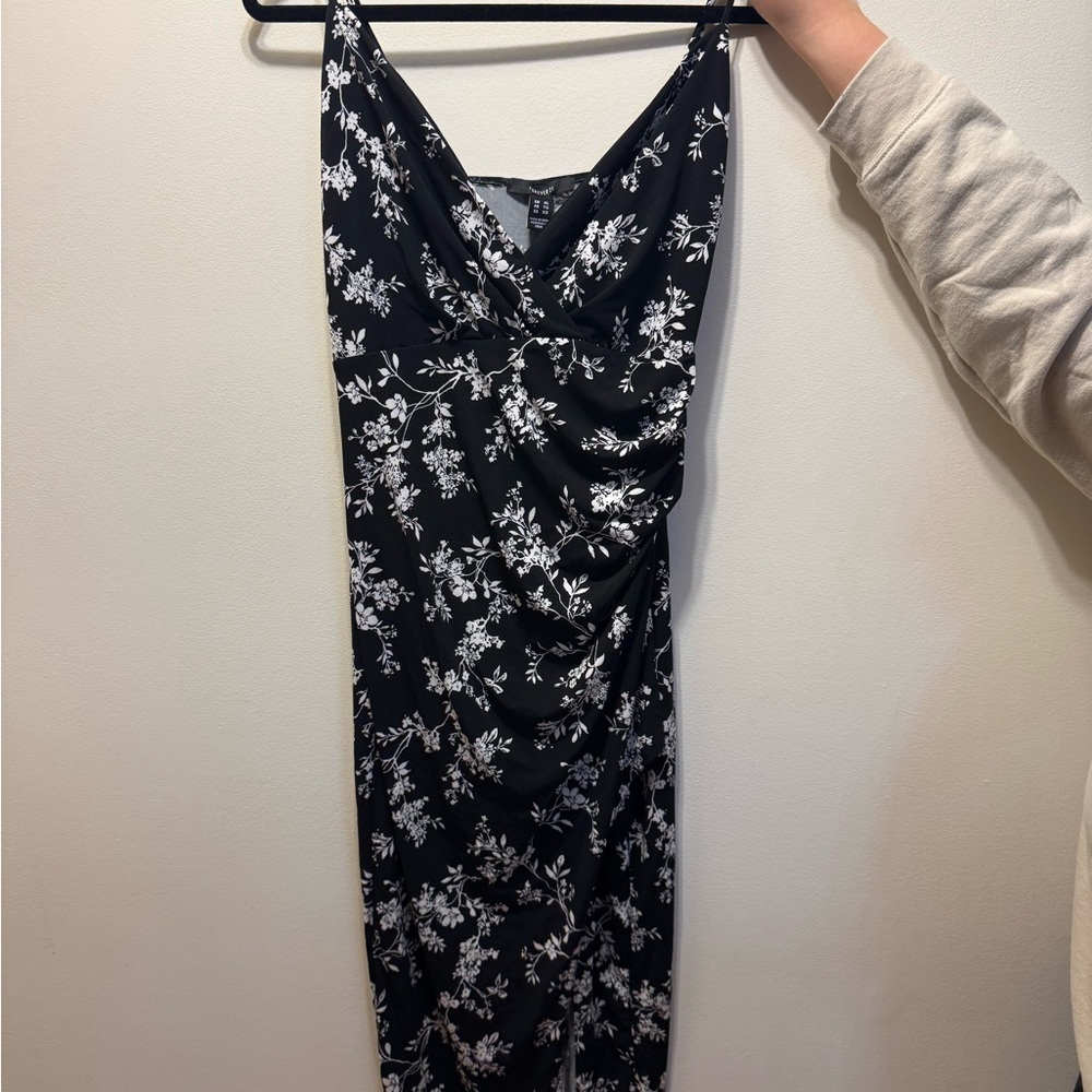 Floral Black and White Dress